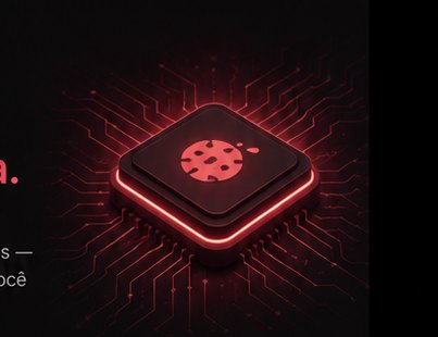 Chip com o núcleo PitaIA em brilho vermelho