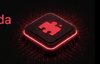 Peças de quebra-cabeça se encaixando em um chip com brilho vermelho